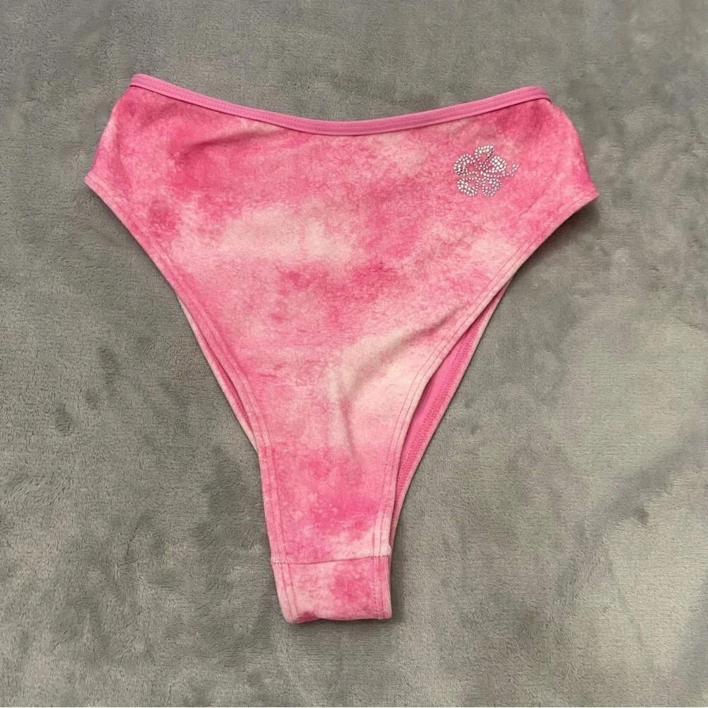 New! Frankie’s Bikinis Pink Anne Terry Full Coverage Bikini Bottom 24112